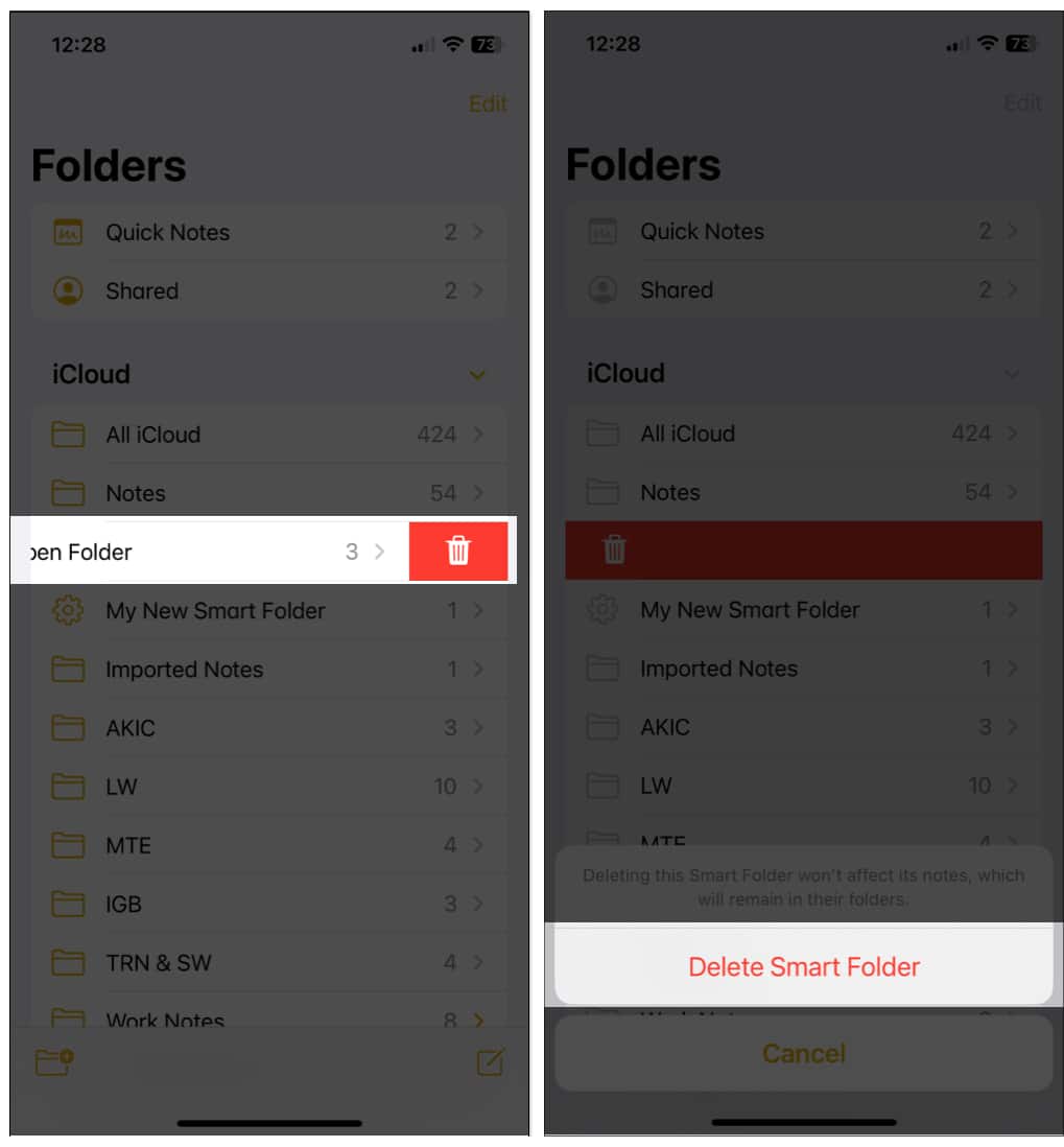 Delete a Smart Folder on iPhone and iPad