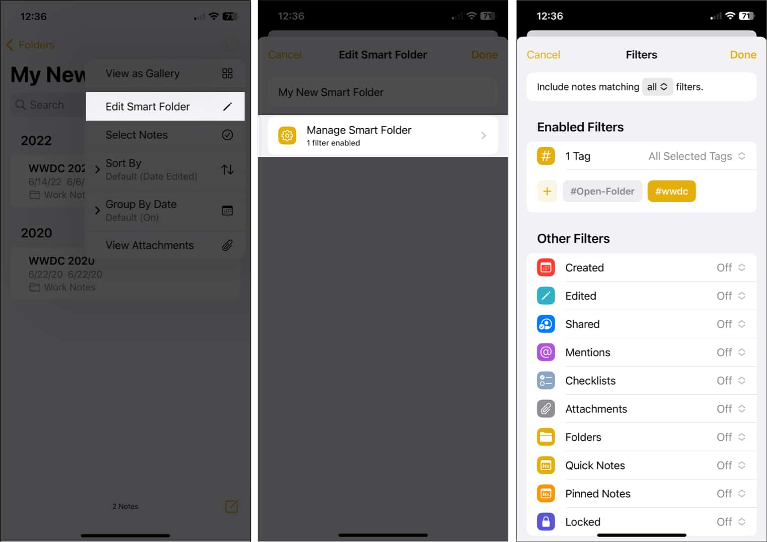 Edit a Smart Folder on iPhone and iPad