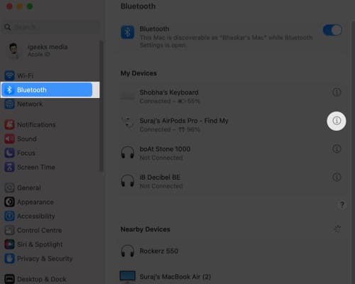 Go to the Bluetooth settings on your Mac