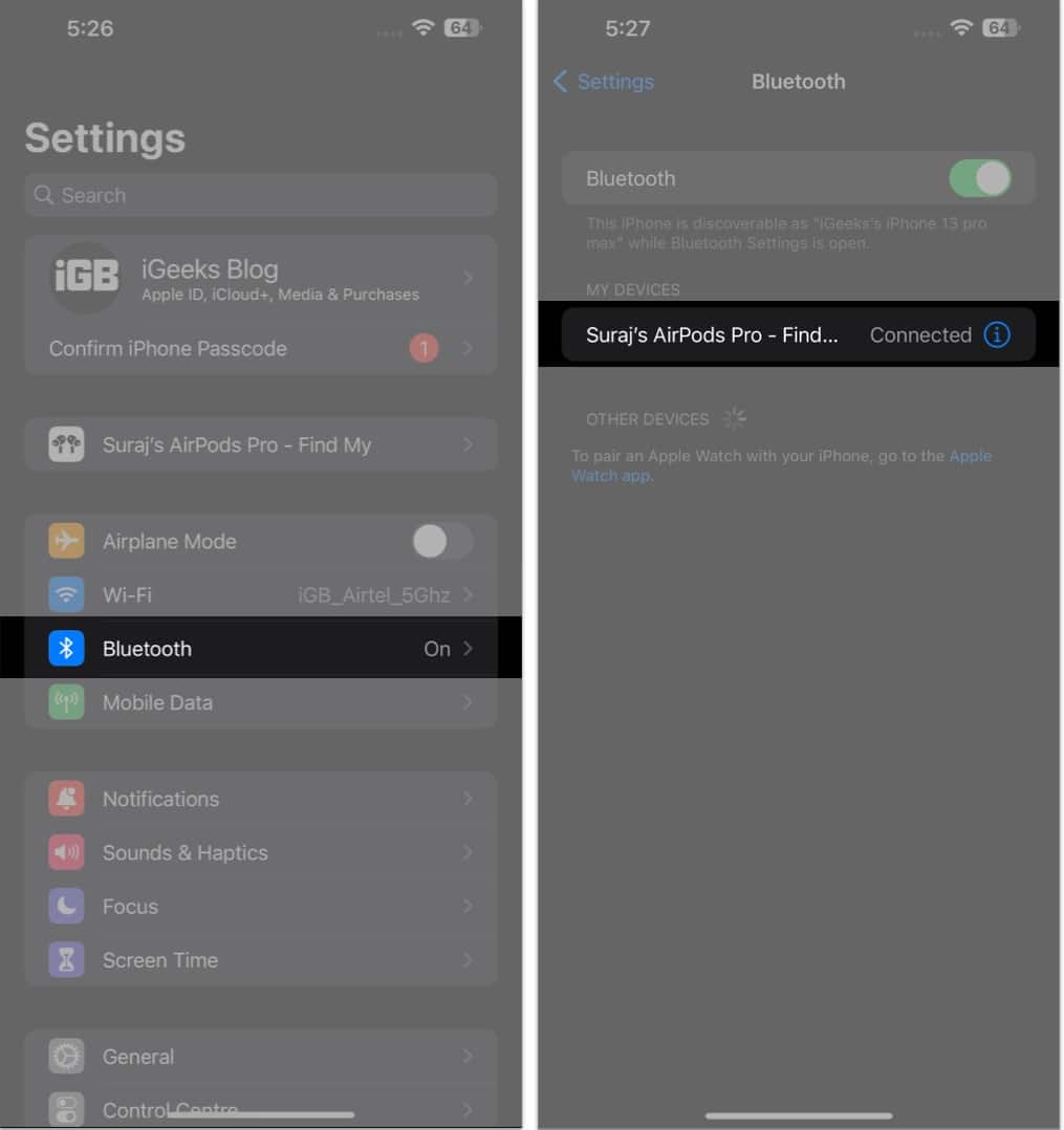 Launch the Settings app on your iPhone, tap on Bluetooth.