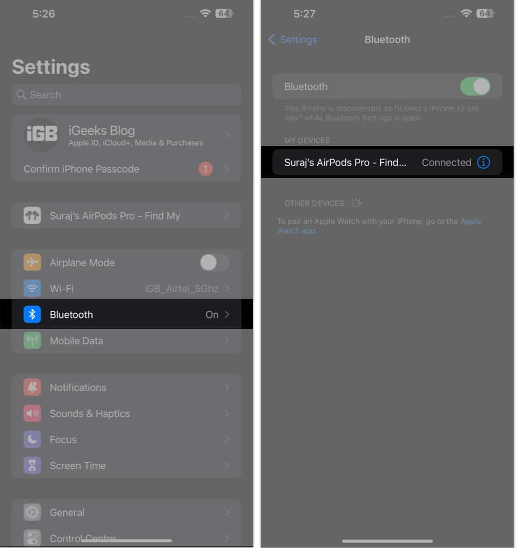 Launch the Settings app on your iPhone, tap Bluetooth