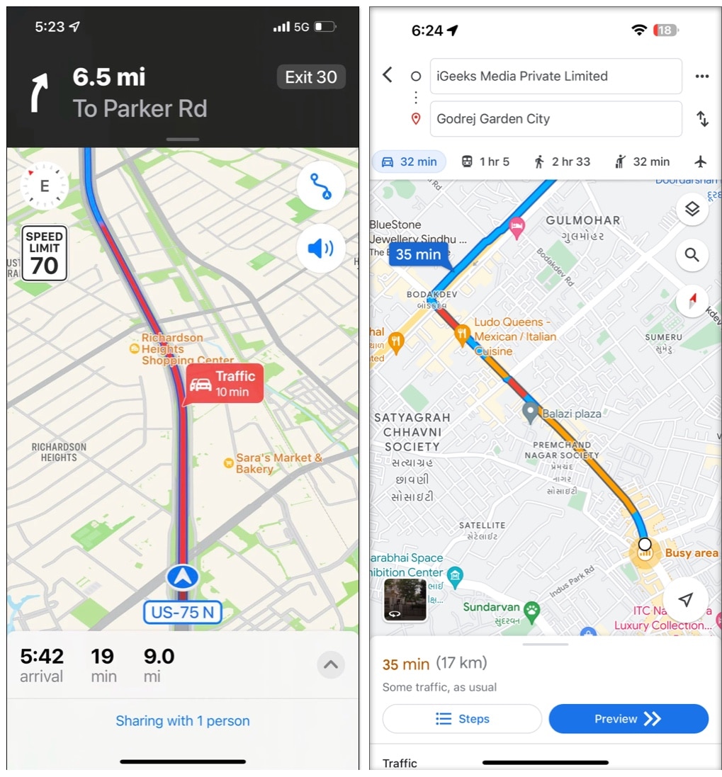 Maps real time traffic data