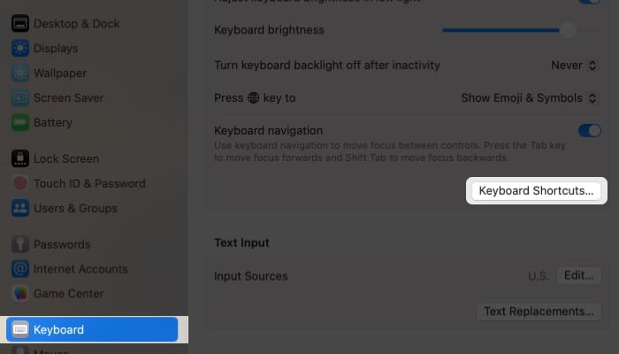 Open System Settings, choose Keyboard, hit Keyboard Shortcuts