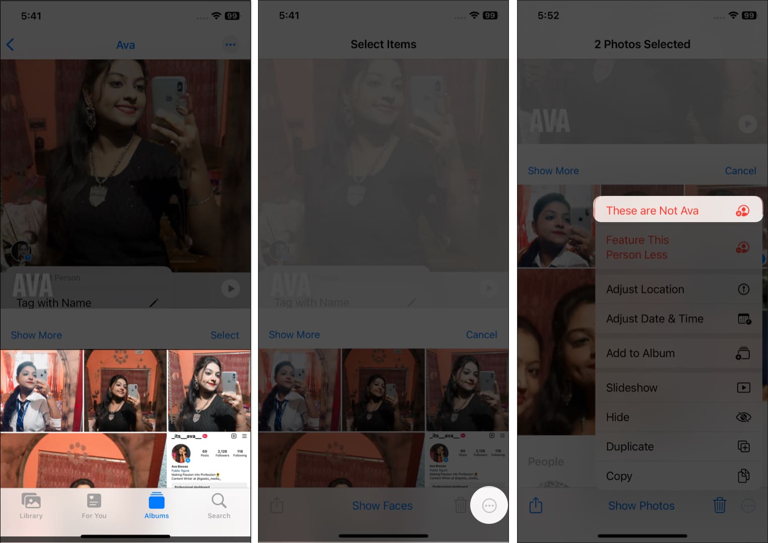 Remove photos from People Album on iPhone