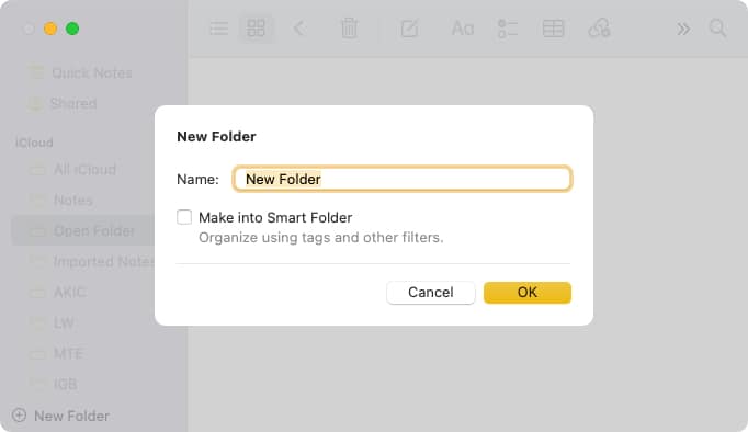 Pilih Folder Pintar Baharu daripada bar menu pada Mac