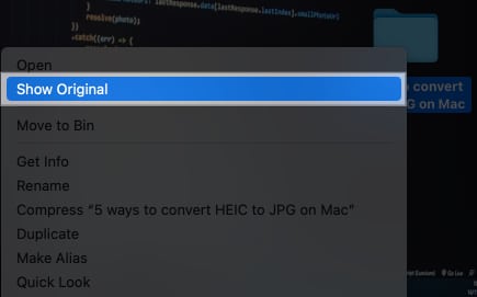 Select Show Original on Mac