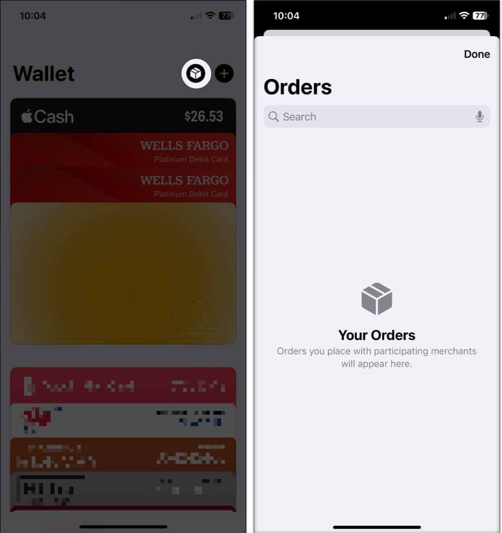 Track orders in Apple Wallet