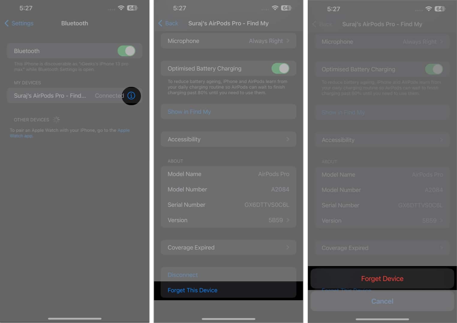 Az AirPods párosítás megszüntetése az iPhone készülékkel