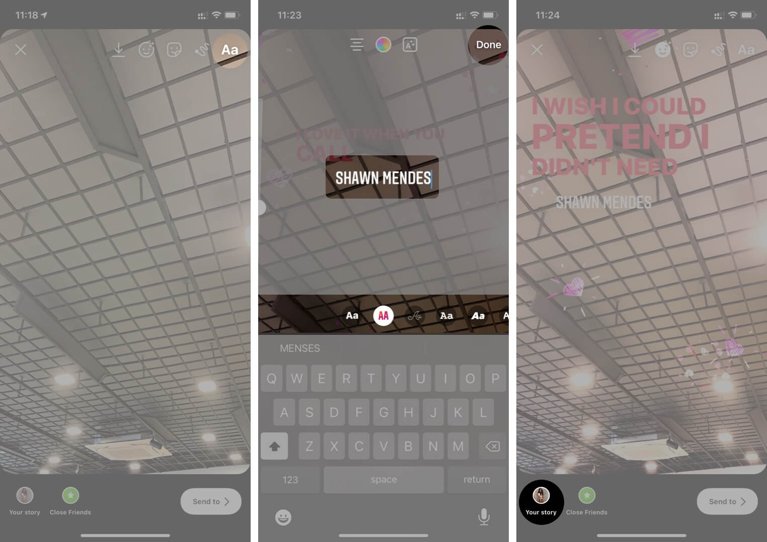 Add Text Tap on Done and Then Tap on Your Story in Instagram on iPhone