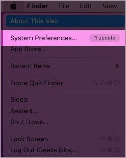 Semakan jaminan macOS Montery, ketik pada logo epal dan pilih pilihan sistem