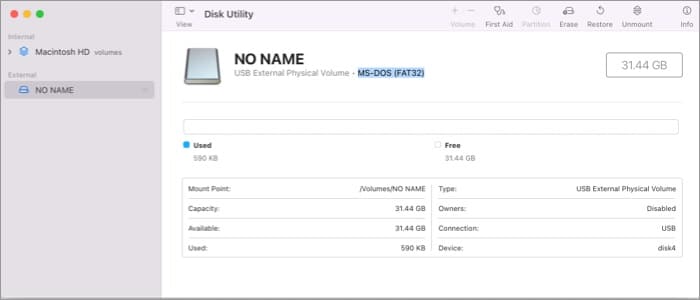 ανοίξτε το Disk Utility