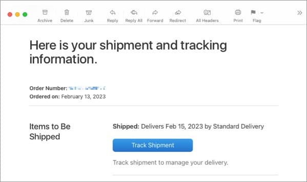 track shipment via email