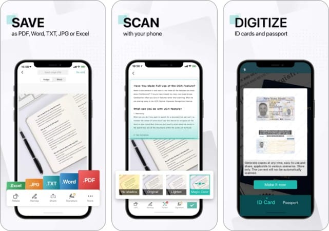 CamScanner iPhone app to convert image text into digital text