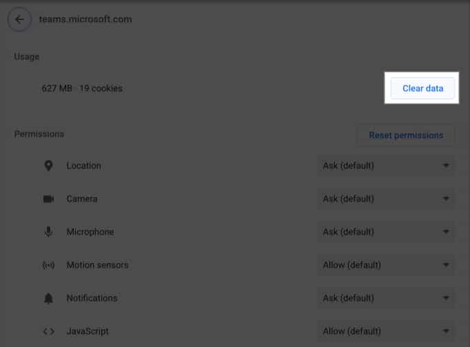Kosongkan cache Microsoft Teams dalam Chrome