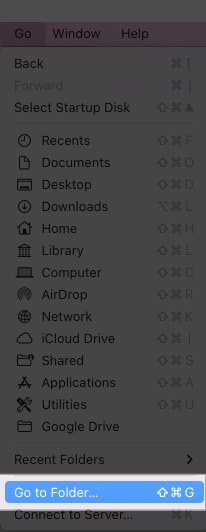 Klik Pergi ke Folder pada Mac