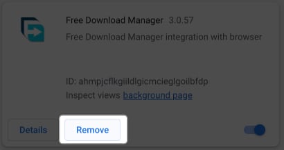 Click Remove to Delete Chrome Extension