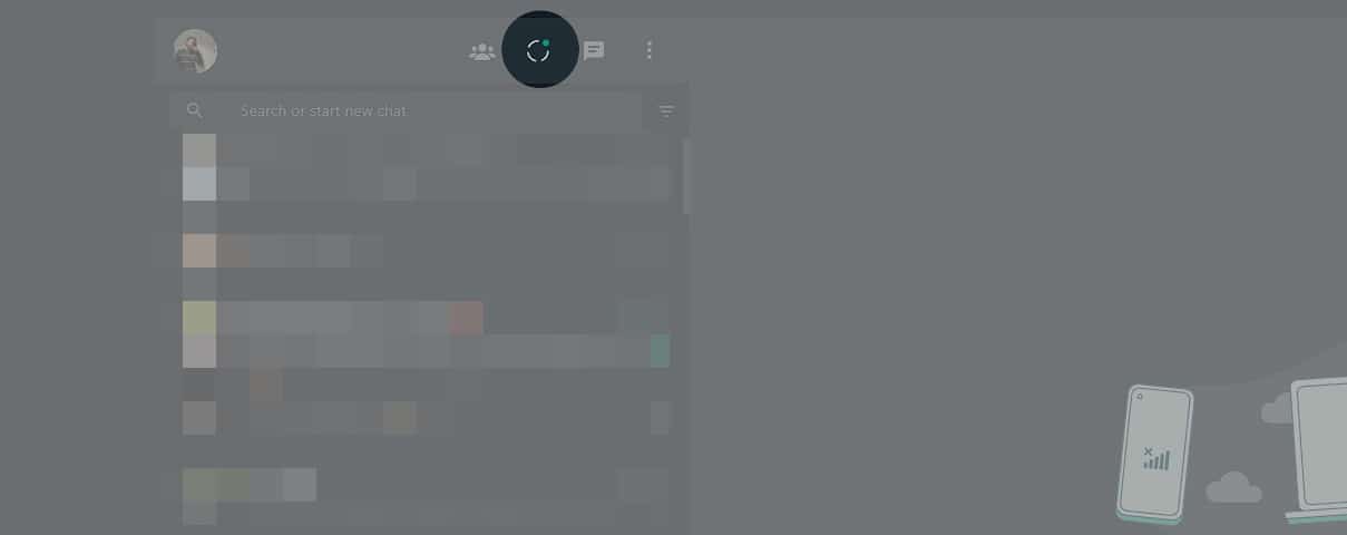 Klik ikon Status dalam web WhatsApp
