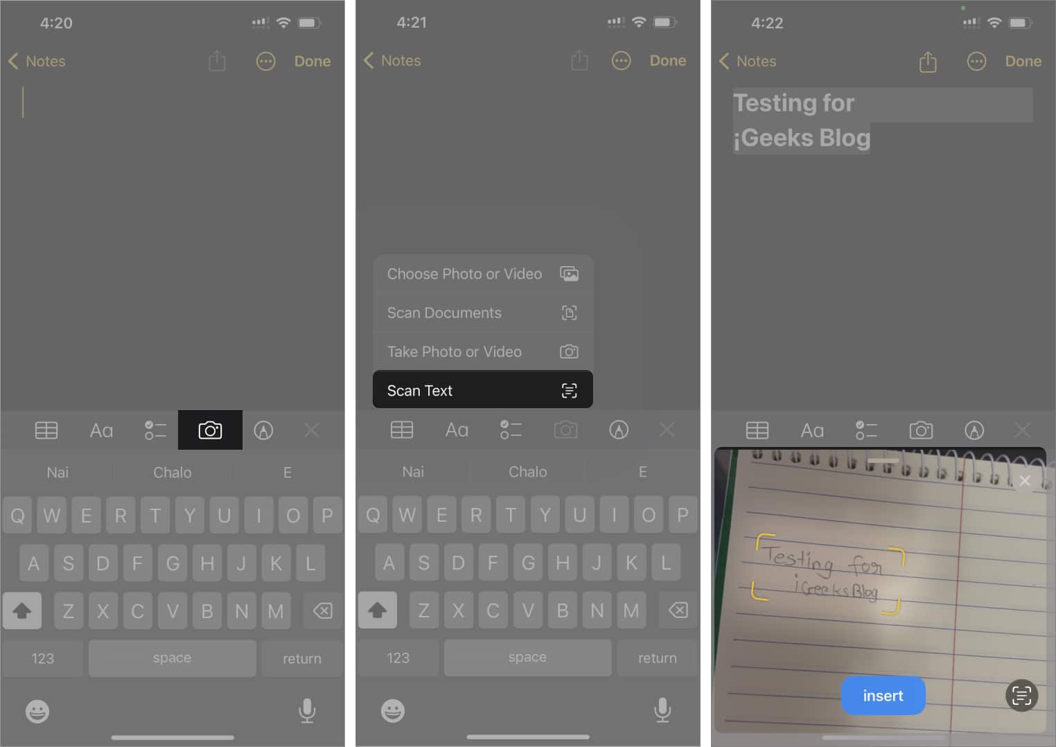 Konvertálja a kézírást szöveggé az iPhone Notes alkalmazással