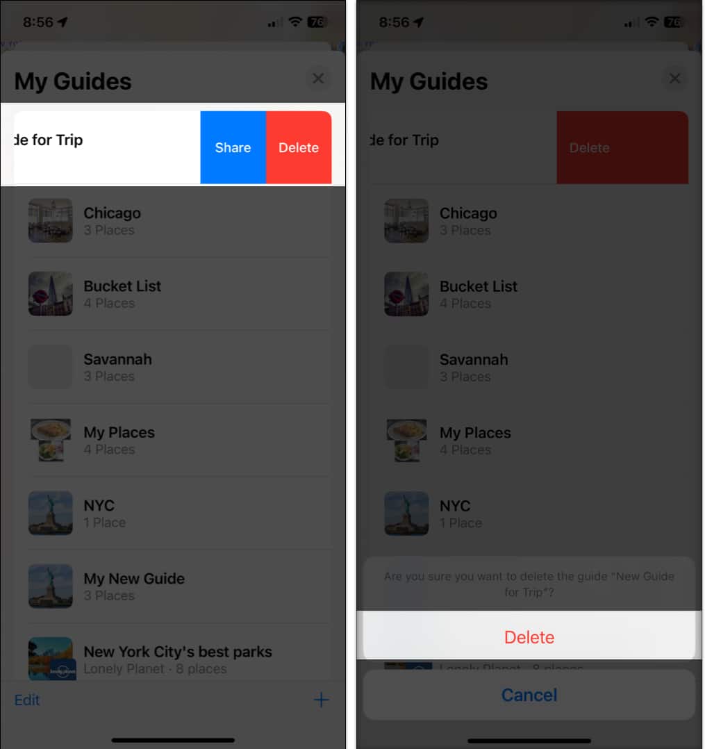 Delete a travel guide from Apple Map on your iPhone or iPad
