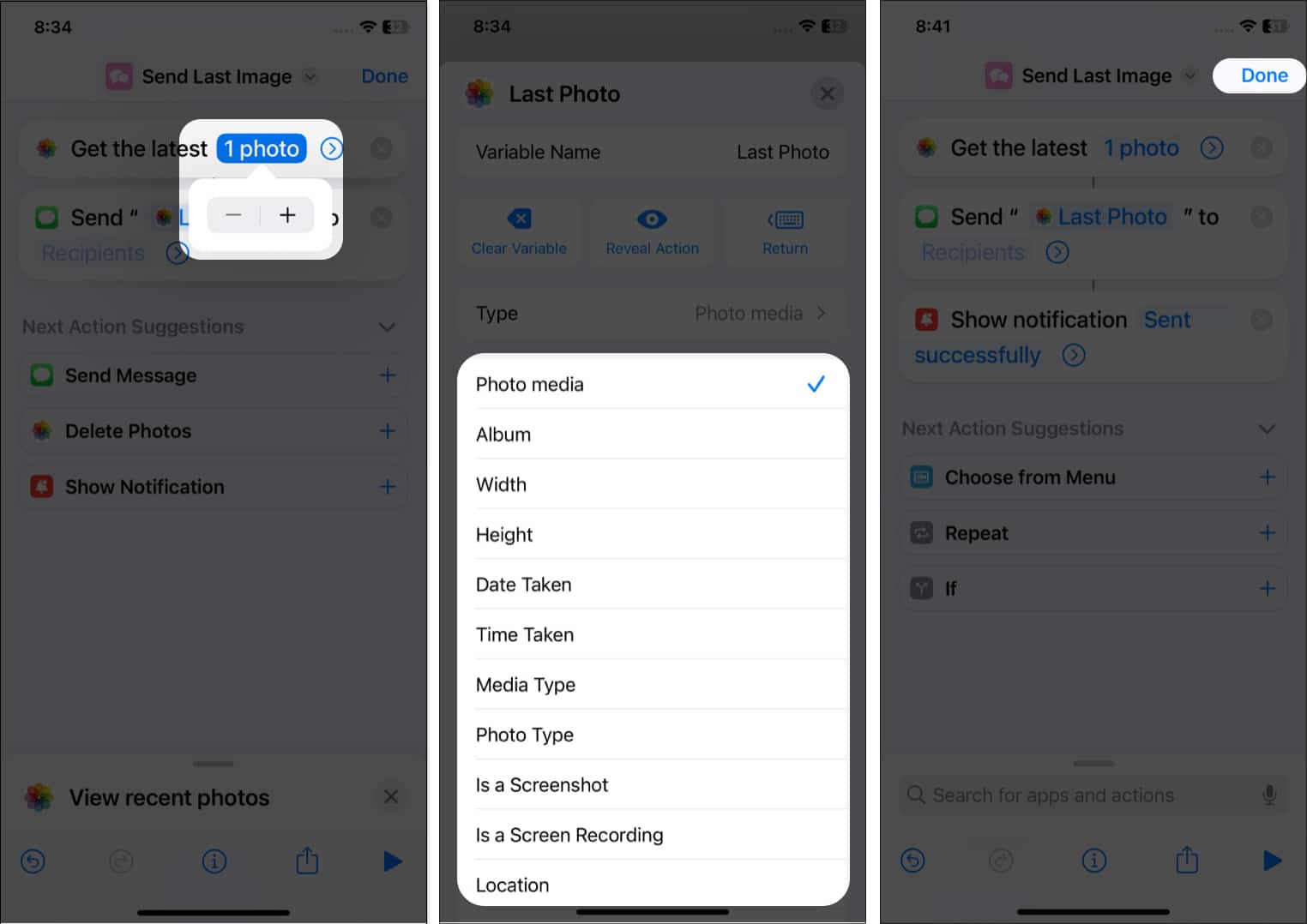 Edit shortcut actions on iPhone