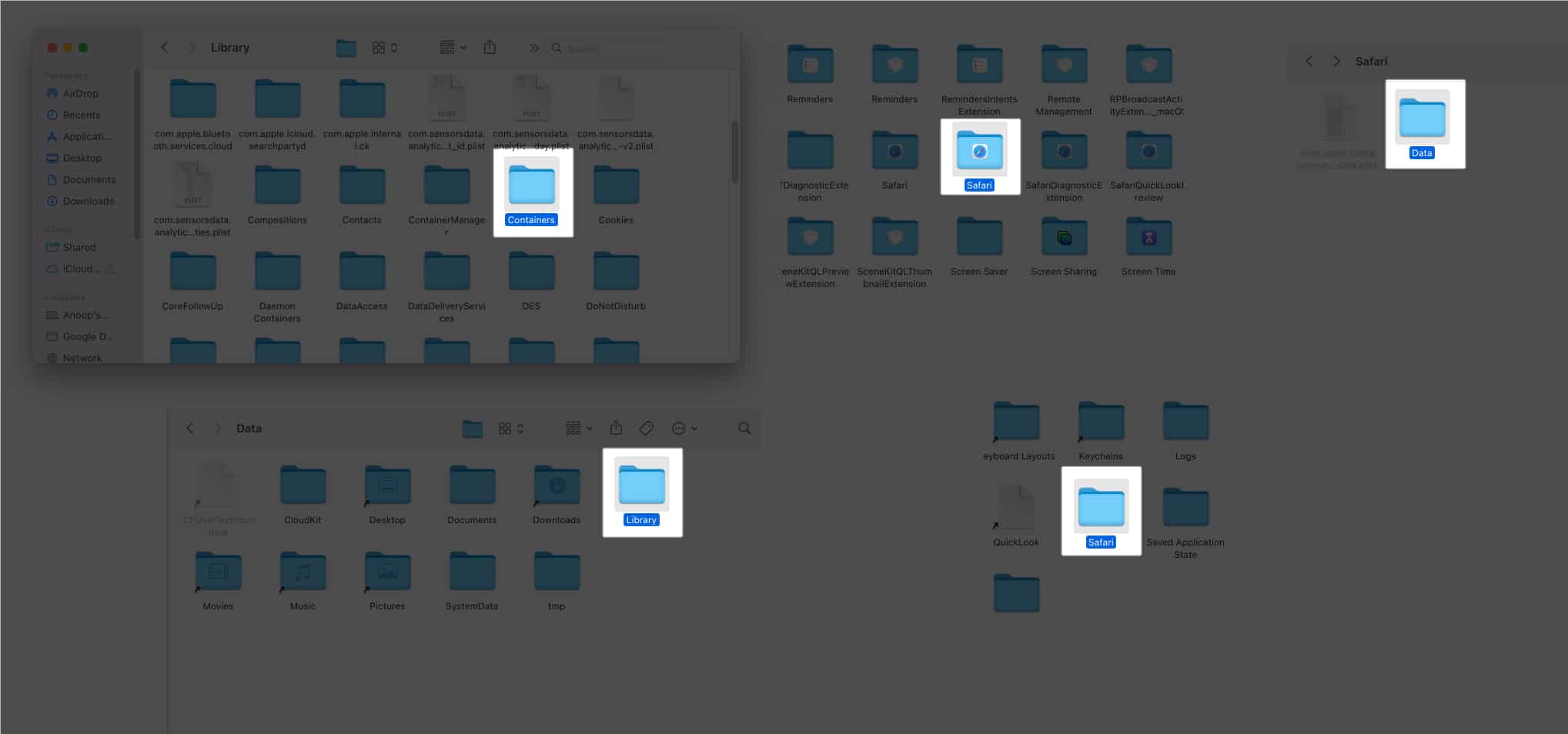 Navigate to Safari's multiple files on your Mac