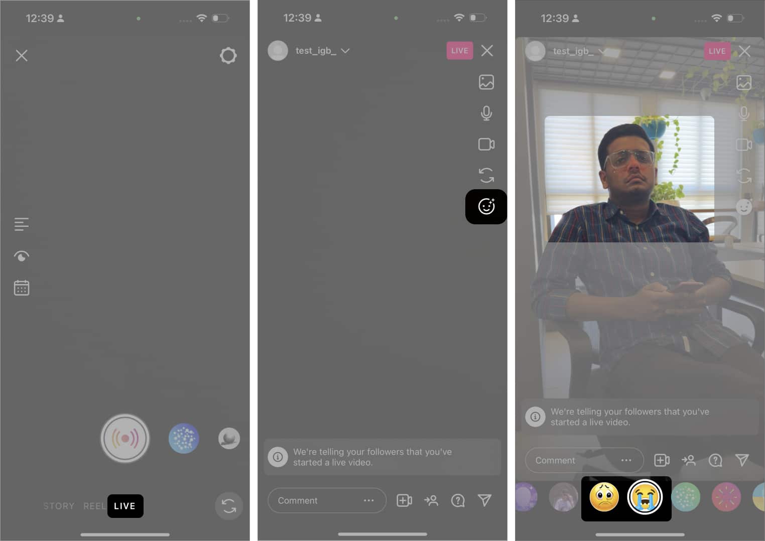 How to use sad face filters on Instagram Live