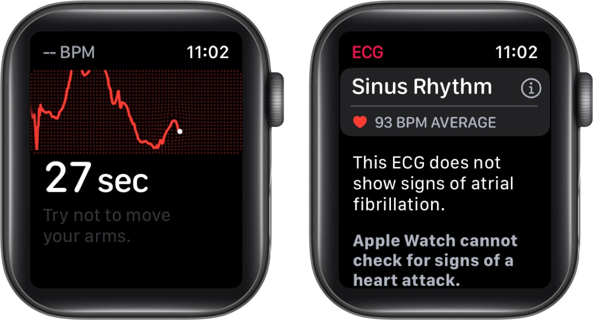 Setelah kira detik selesai, semak keputusan anda pada Apple Watch