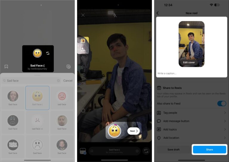 How to use sad face filter on Instagram from iPhone or Android iGeeksBlog