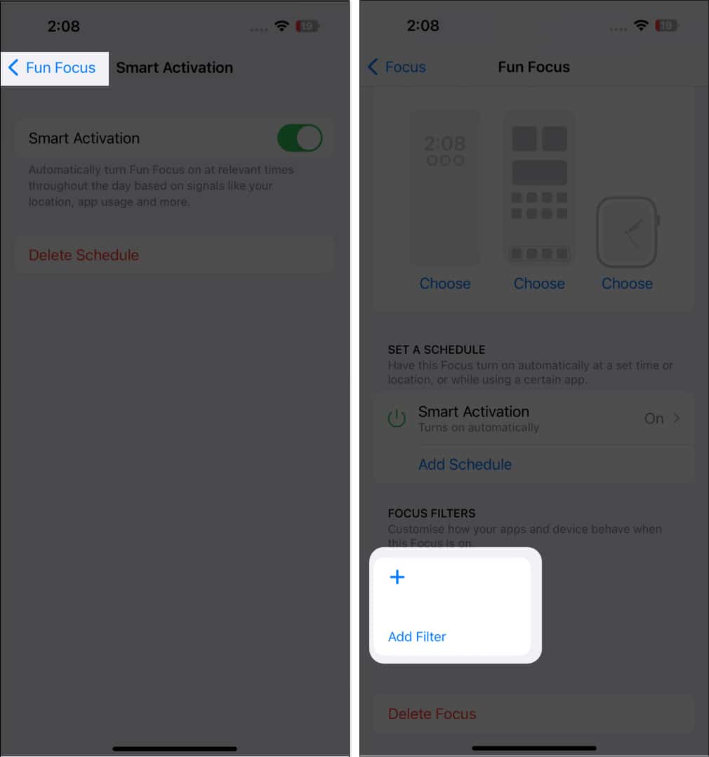 Ketik Kembali dan Pilih Tambah Penapis pada iPhone