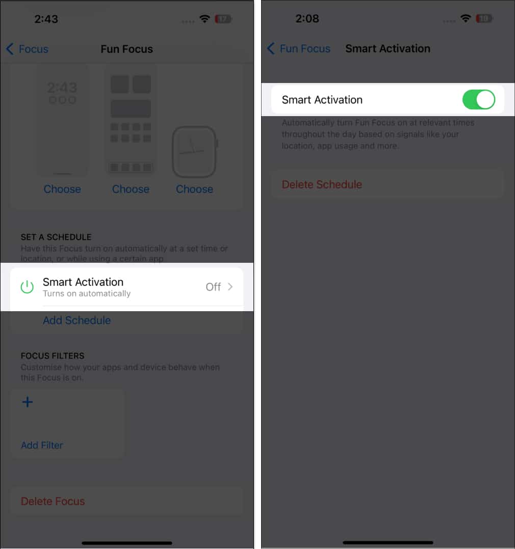Tap Smart Activation and Turn On Smart Activation on iPhone