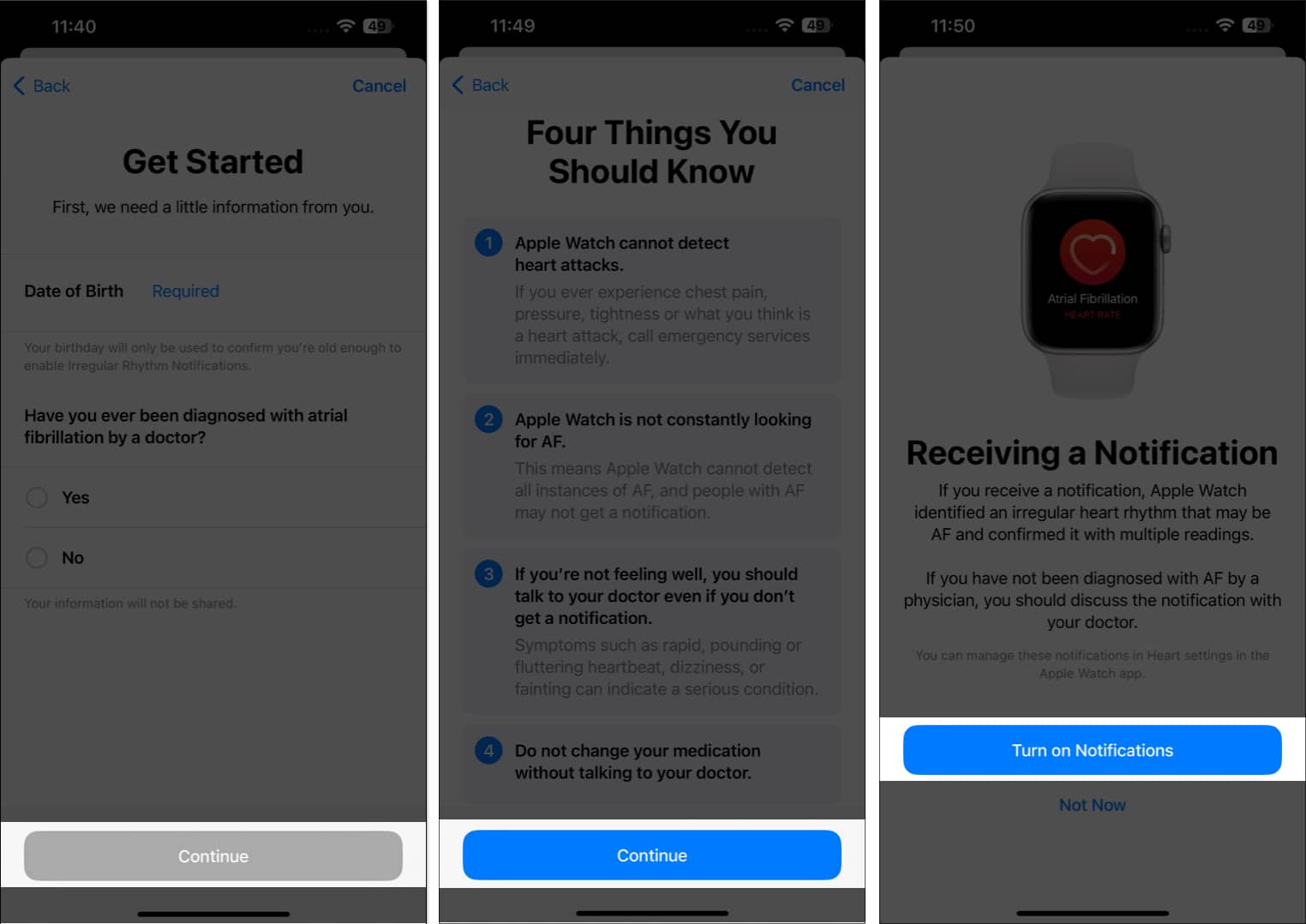 Turn on irregular rhythm notifications on iPhone