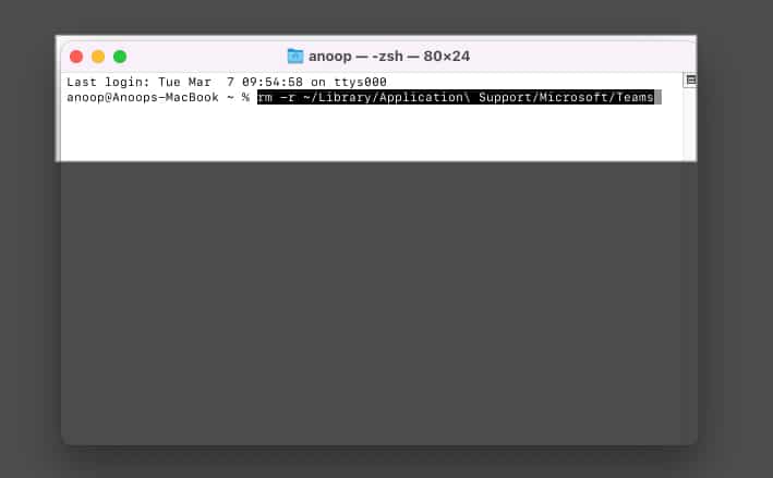 Use Terminal to clear Microsoft Teams cache