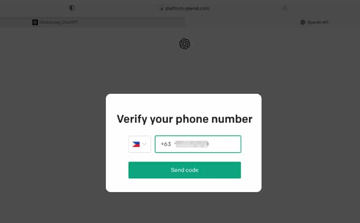 Verify your Phone number for ChatGPT on Mac Browser