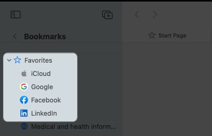 View Favorites in Safari on Mac