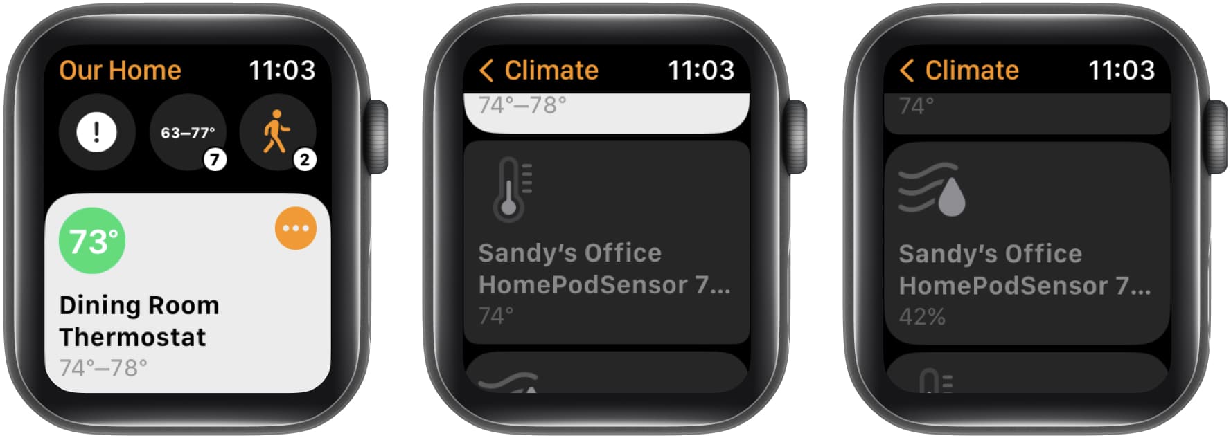 View climate readings on Apple Watch