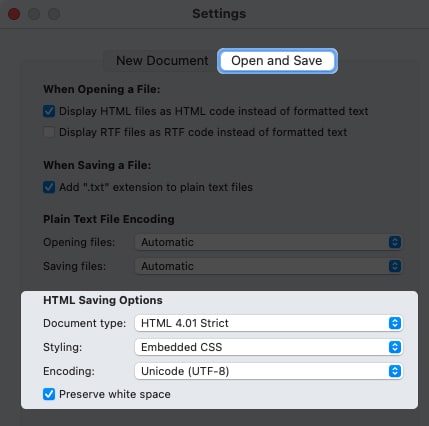 Módosítsa a HTML-fájlok mentési módját a Mac rendszeren