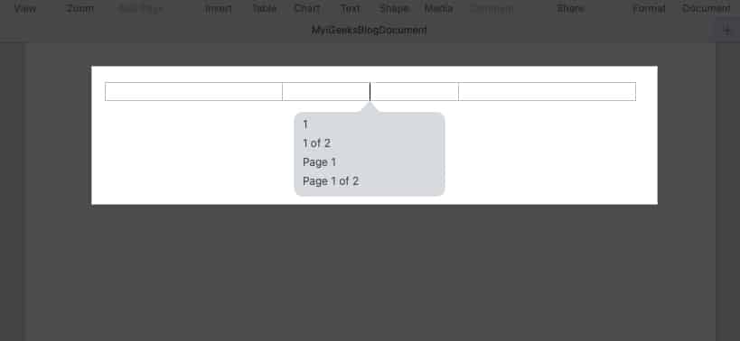 Choose the format for page numbers you want to use