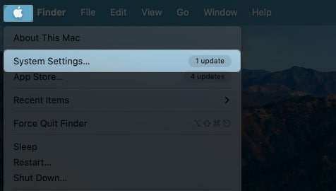 Κάντε κλικ στο λογότυπο της Apple και, στη συνέχεια, επιλέξτε Ρυθμίσεις συστήματος σε Mac