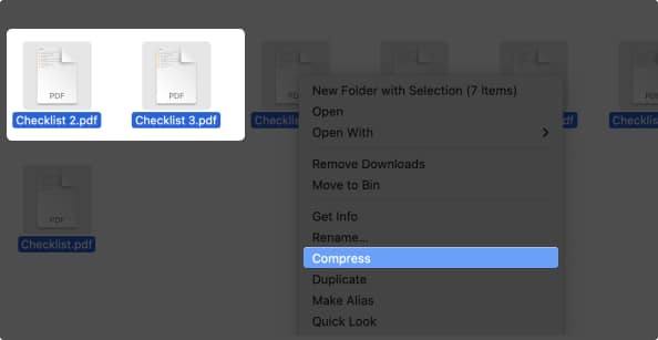 Compress files on a Mac using Finder app