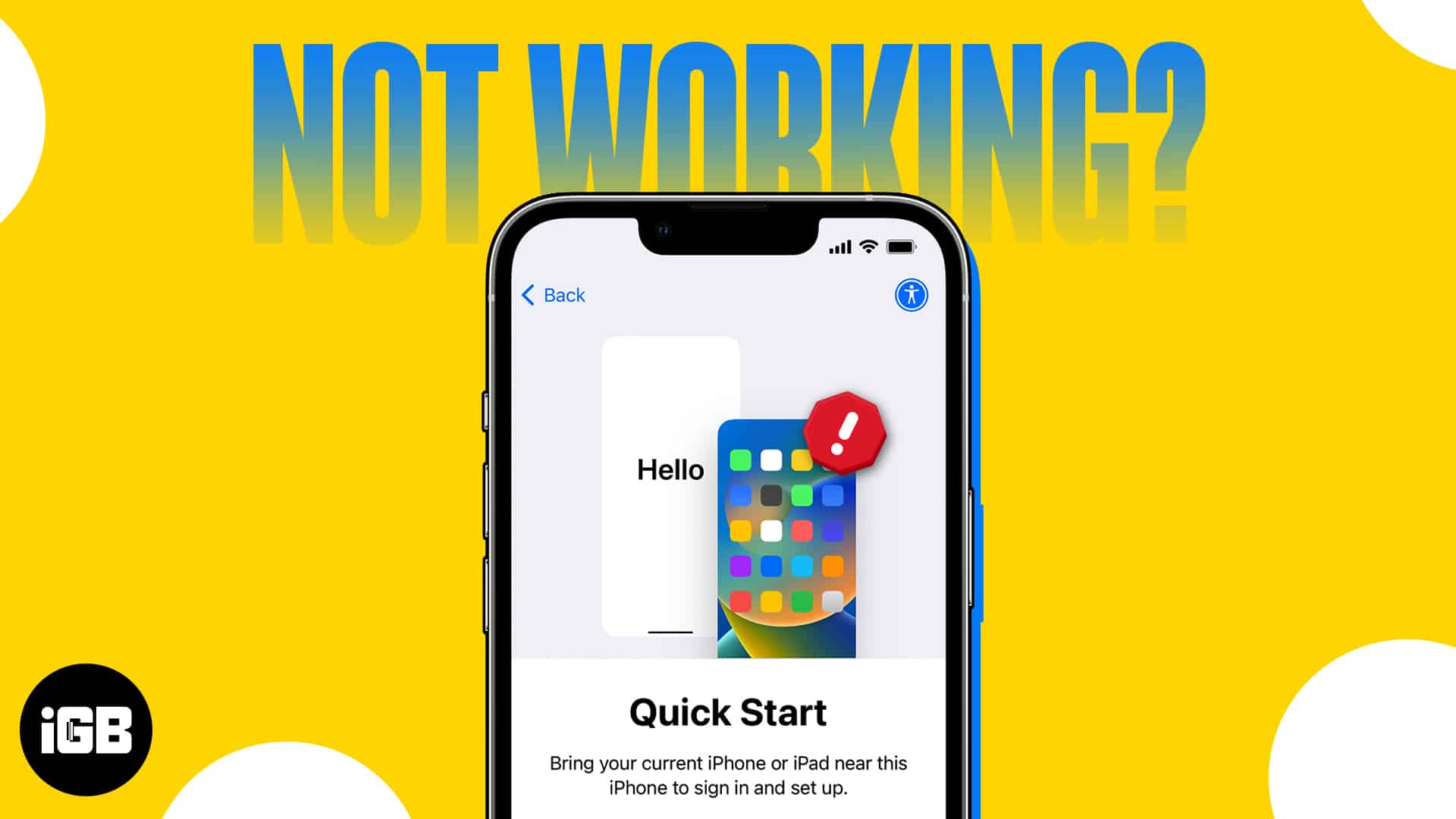 iphone 8 quick start not working