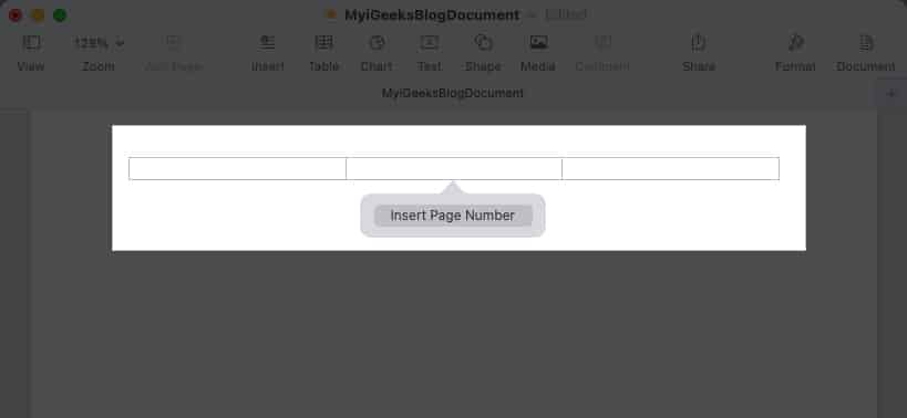 Insert page numbers in Pages