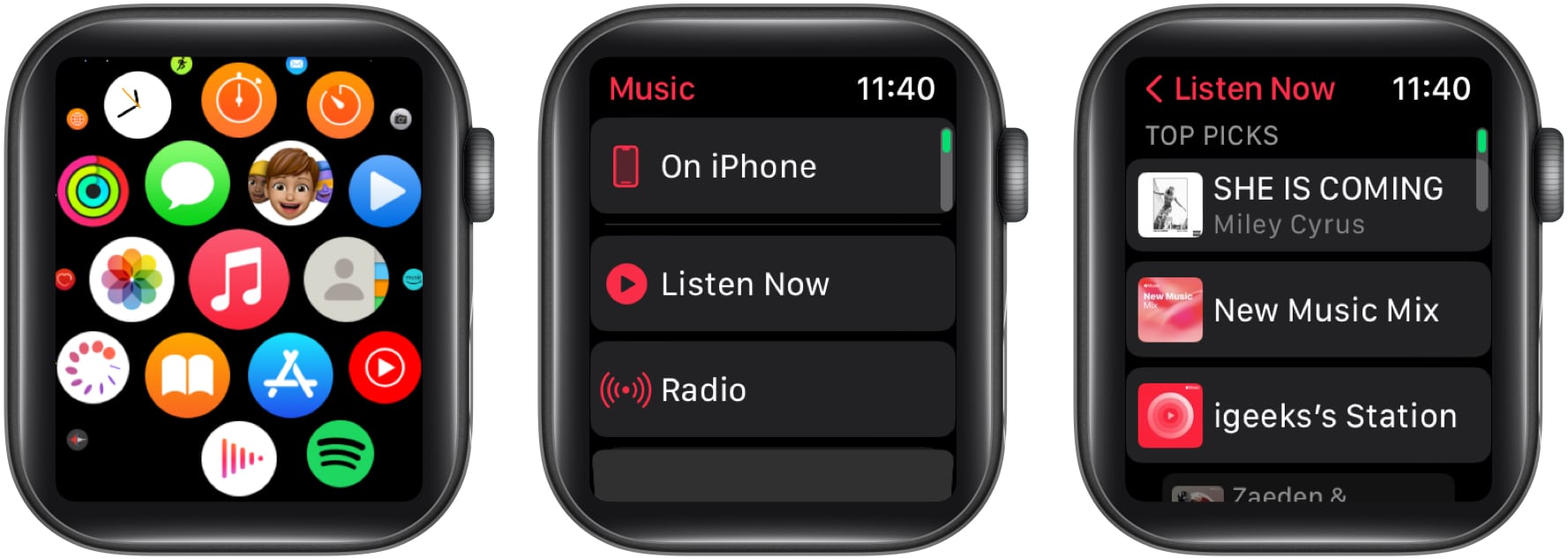Dengar Muzik pada Apple Watch Anda