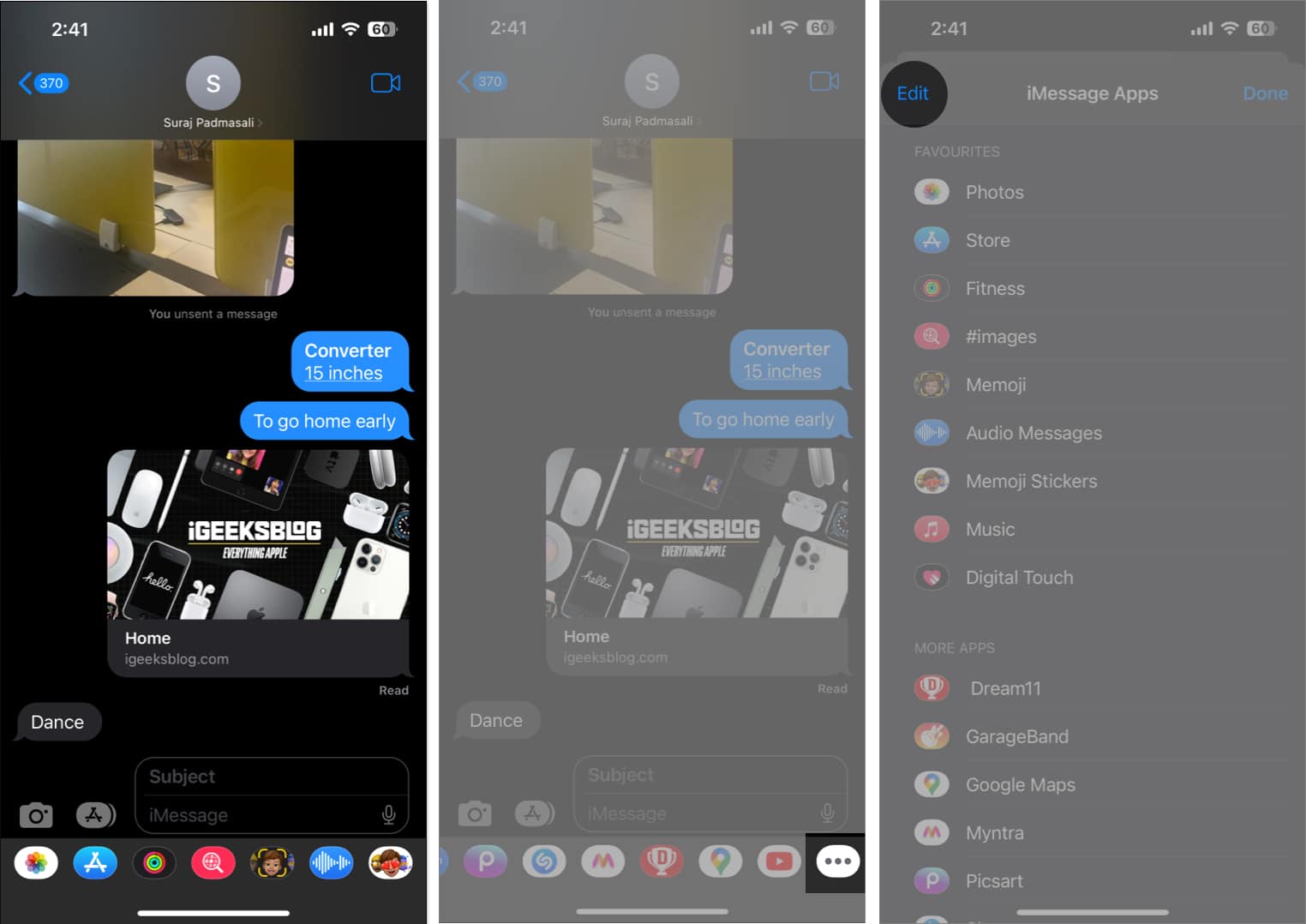 Open iMessage, and tap 