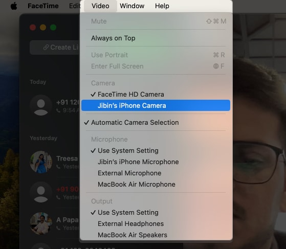 Select Video pick your iPhone to use it as video output