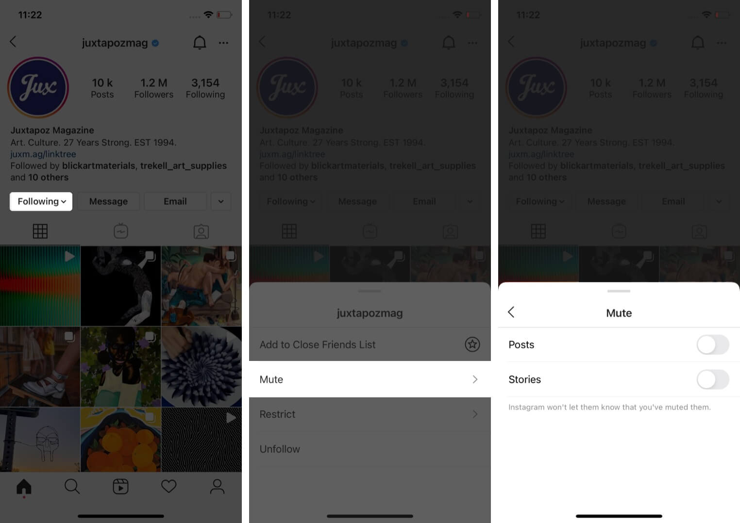 Unmute an Instagram Account on iPhone