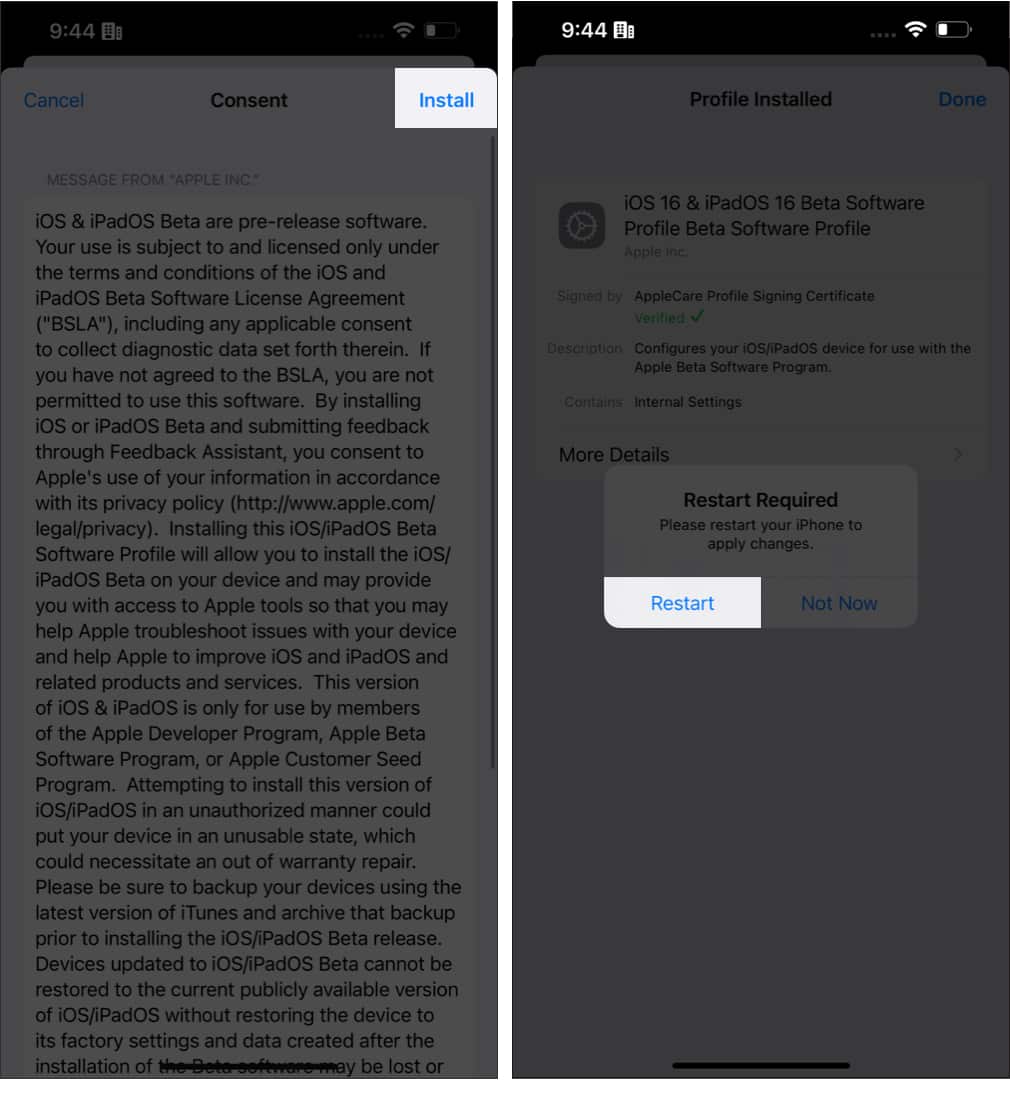 Restart IPhone After Installing IOS Public Beta