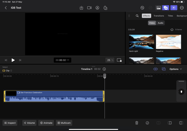 Editing clips in Final Cut Pro on iPad