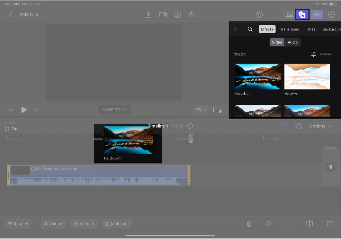 Menambahkan tajuk, kesan dan ciri penyuntingan lain dalam video pada Final Cut Pro