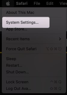 Choose System Settings in macOS