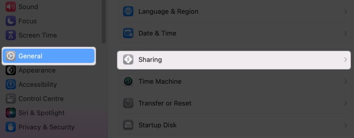 Click Sharing in General on Mac